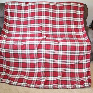 Pottery Barn Kids Red Brown Plaid Sherpa Twin Comforter 68" x 86"